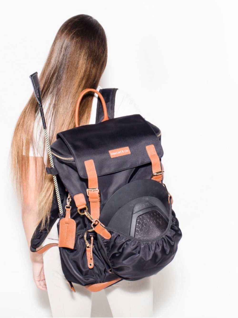 Equestrian Black and Tan Women's Backpack by Maelort and Co